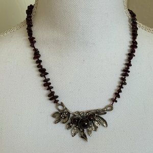 Unique genuine garnet and silver necklace